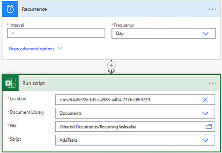 Excel Script Scheduling flow