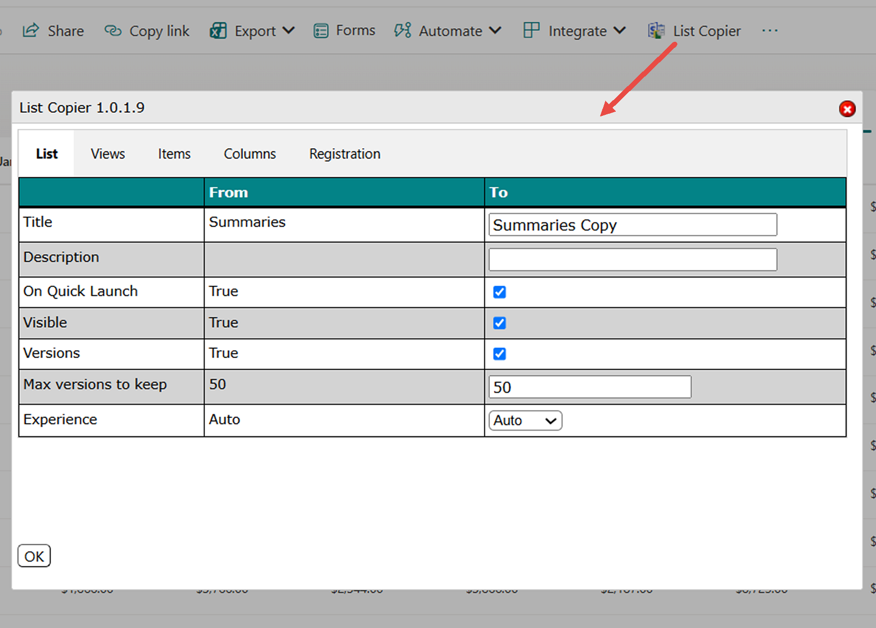 List Copier Screenshot
